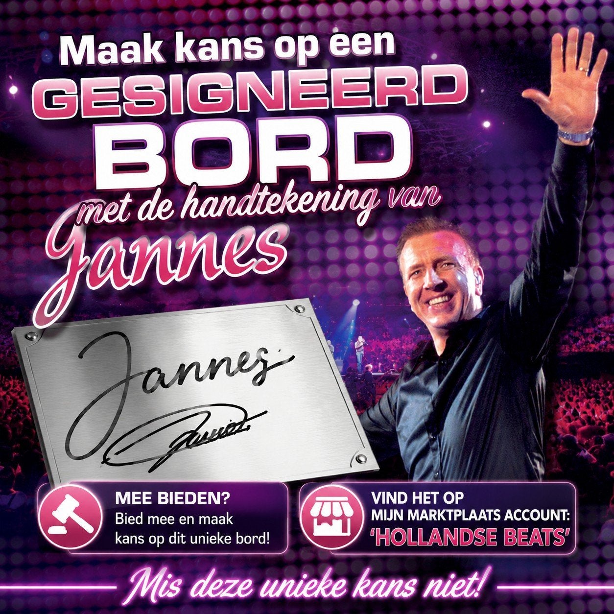 Gesigneerd bord met de handtekening van Jannes, Ophalen of Verzenden