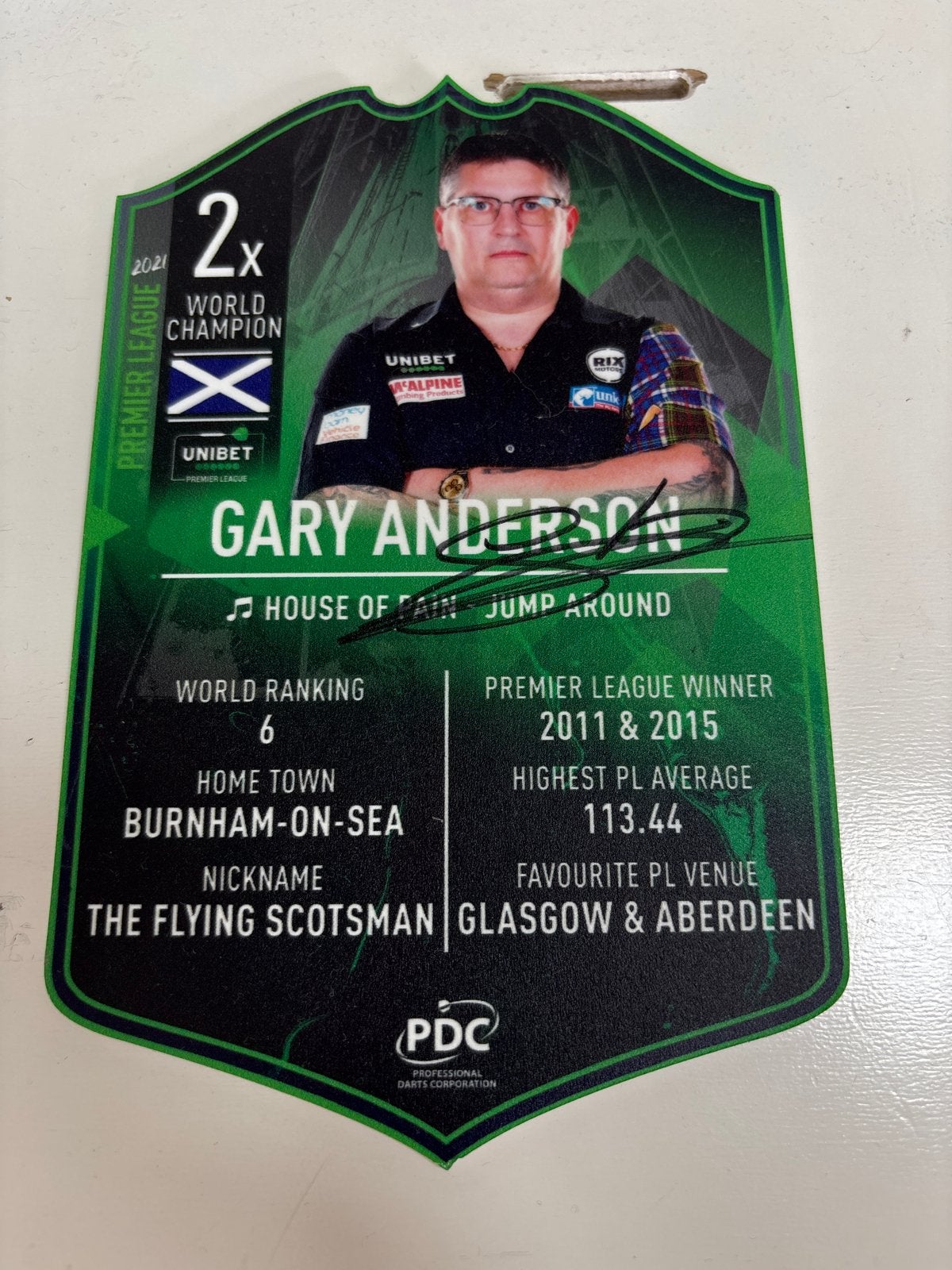 Gesigneerde Gary Anderson - Ultimate Card (23/200), Verzamelen, Ophalen of Verzenden, Zo goed als nieuw, Overige sporten, Spelerskaart