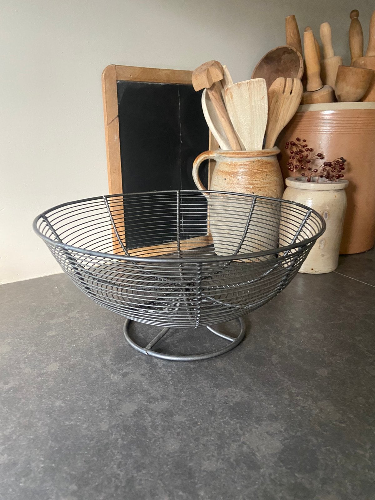 Brocante* oude draad schaal., Schaal, Rond, Ophalen of Verzenden, Metaal