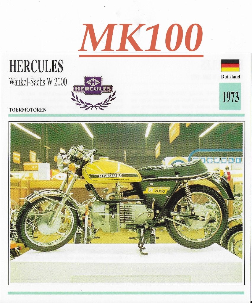 Mk100 motorkaart hercules wankel sachs w 2000 (1973 ), Ophalen of Verzenden, Zo goed als nieuw, Motoren