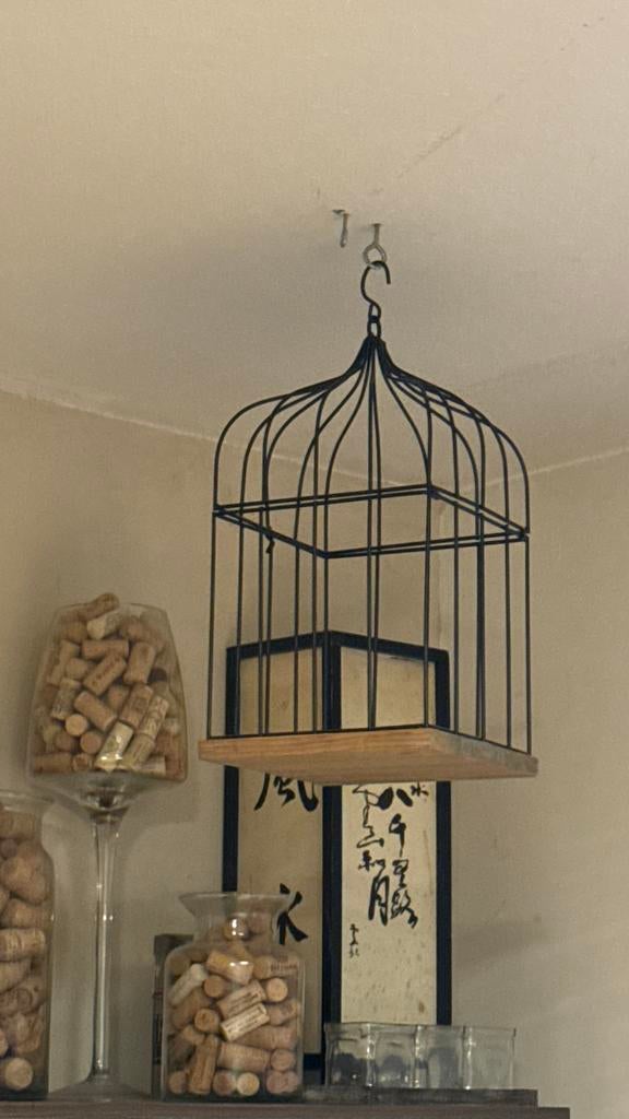 Decoratieve vogelkooi met houten bodem, Huis en Inrichting, Woonaccessoires | Etagères, Ophalen of Verzenden, Zo goed als nieuw