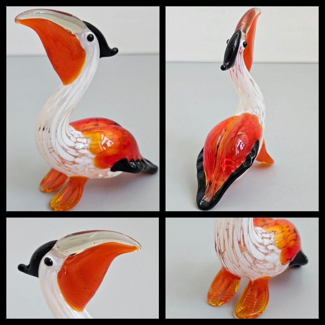 Murano stijl glazen sculptuur, puntgave pelikaan., Ophalen of Verzenden
