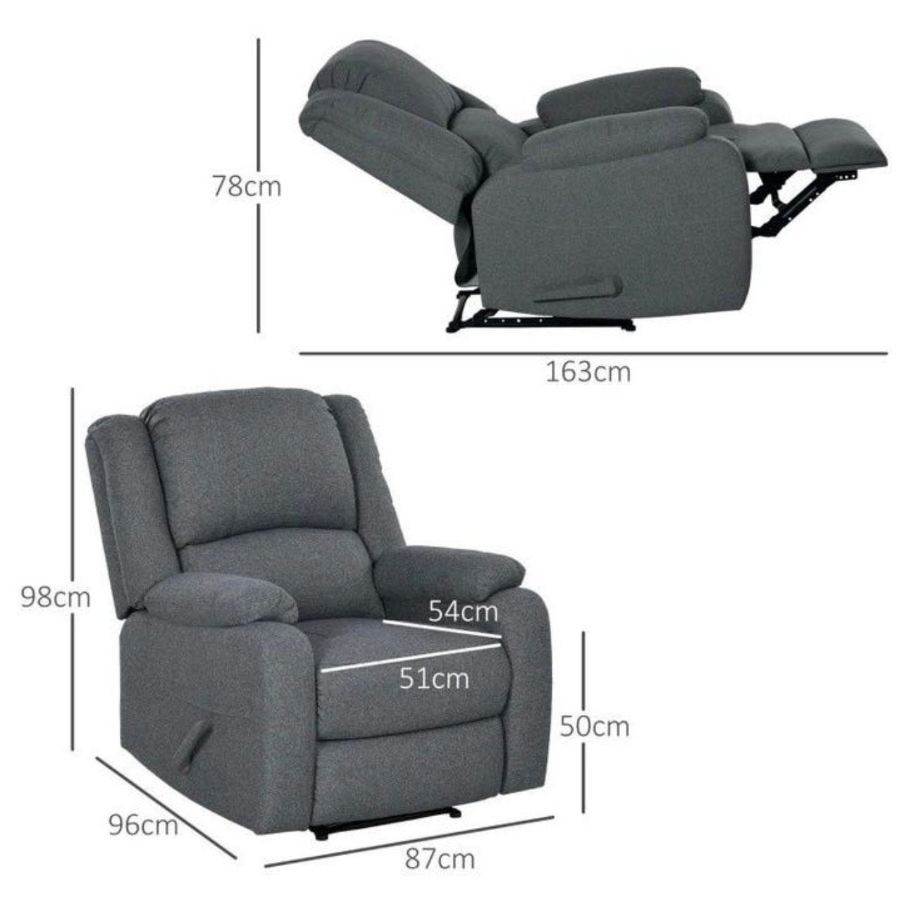 Comfortabele Grijze Relaxfauteuil met Ligfunctie NIEUW, Huis en Inrichting, Nieuw, Ophalen of Verzenden, A, 75 tot 100 cm