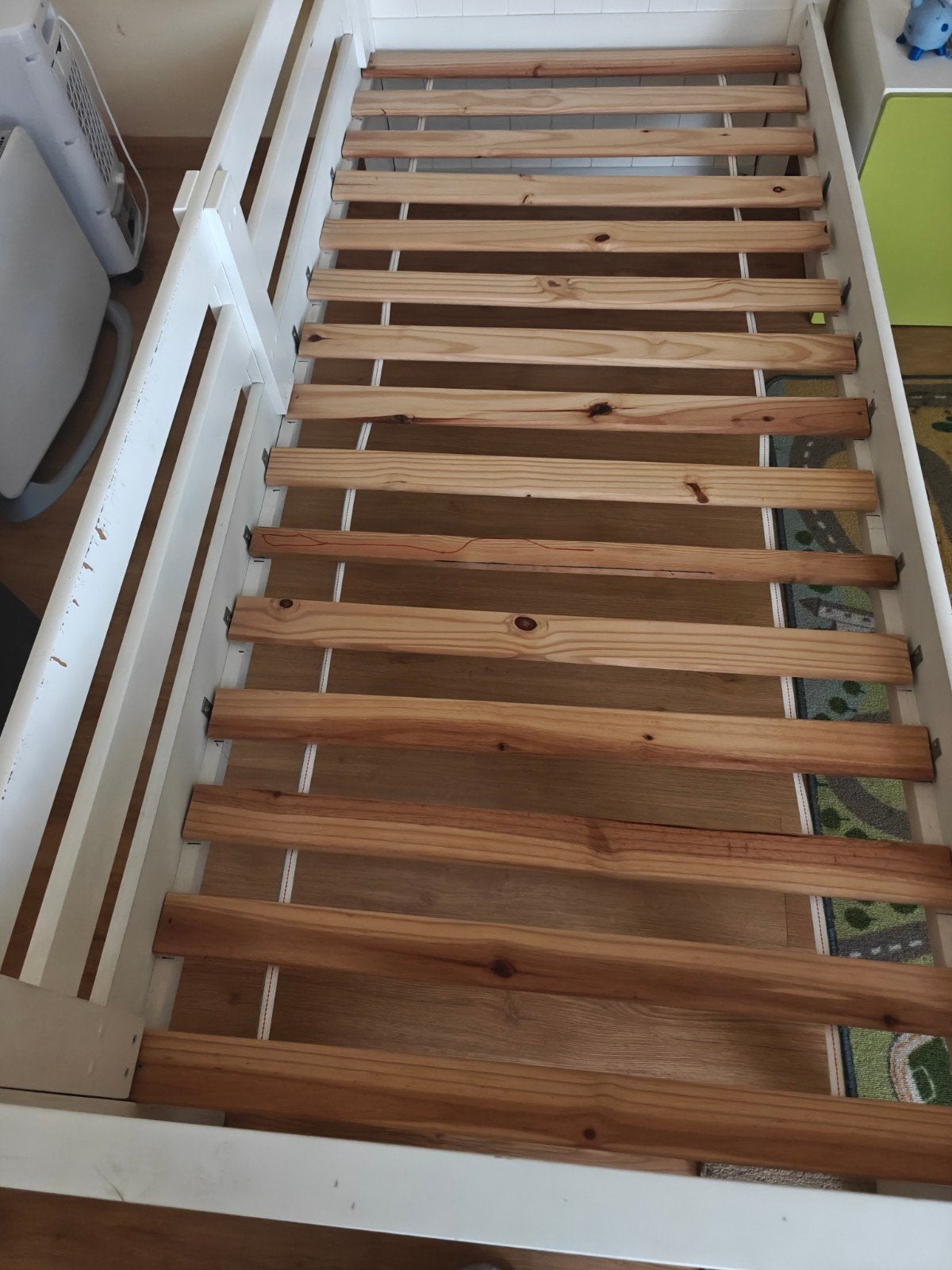 2x 1 persoon bed, Ophalen, 90 cm, Eenpersoons, Wit