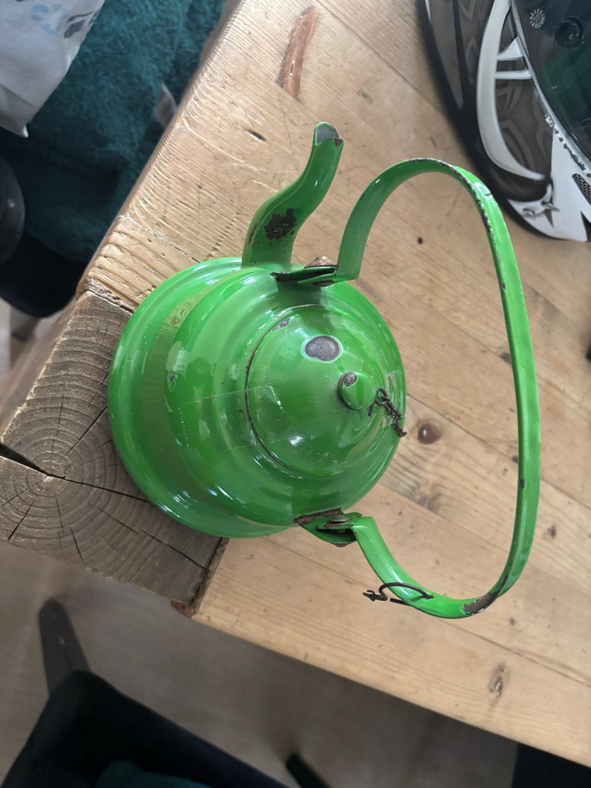 Vintage Groene Theepot - Emaille Ketel, Antiek en Kunst, Ophalen of Verzenden