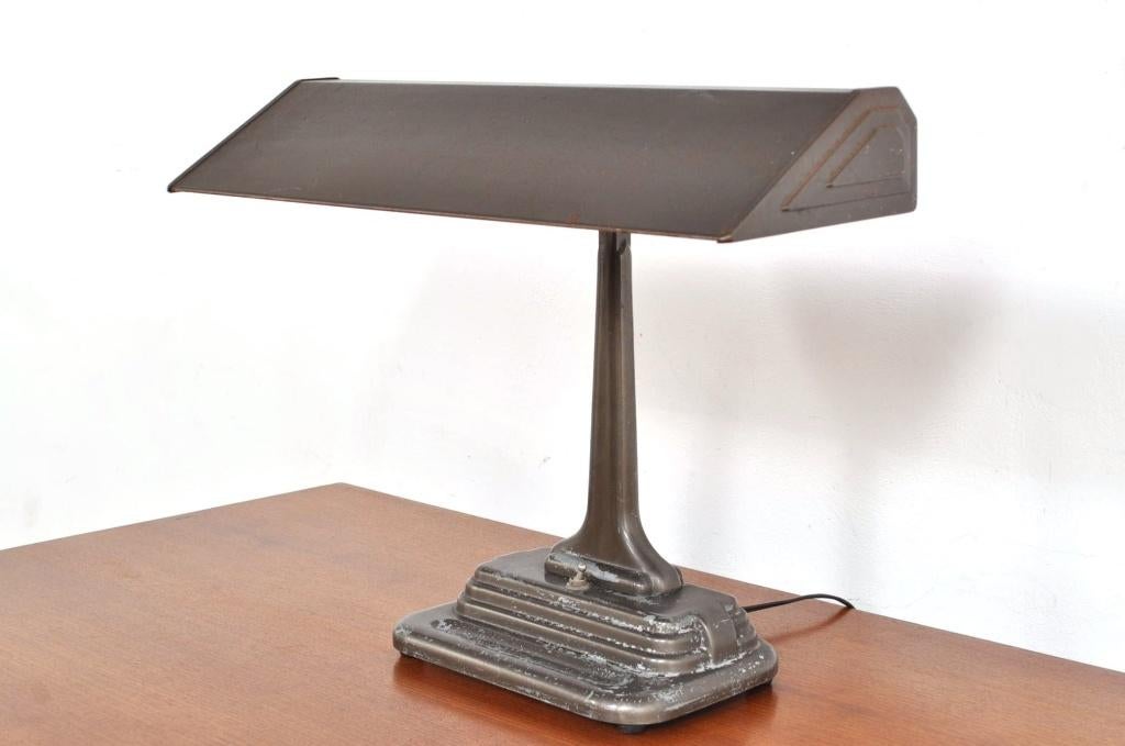 Vintage art deco bureaulamp metalen tafellamp lamp jaren 30