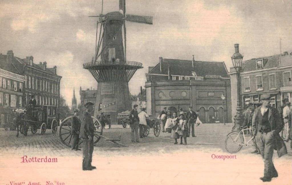 Oude ansichtkaart Rotterdam Oostpoort - Fiets, Koets Handkar, Verzenden, Voor 1920, Ongelopen, Zuid-Holland