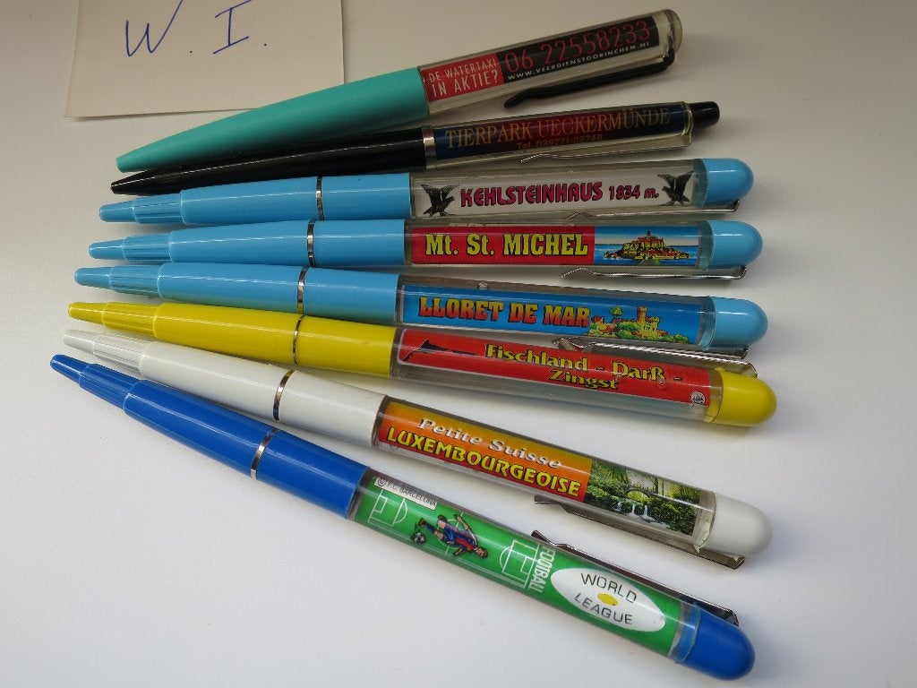 (W1) 7 Waterpennen/floatypennen, Gebruikt, Overige typen, Met reclame, Ophalen
