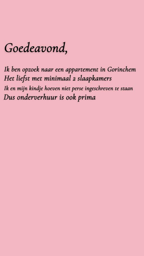 WONING GEZOCHT GORINCHEM