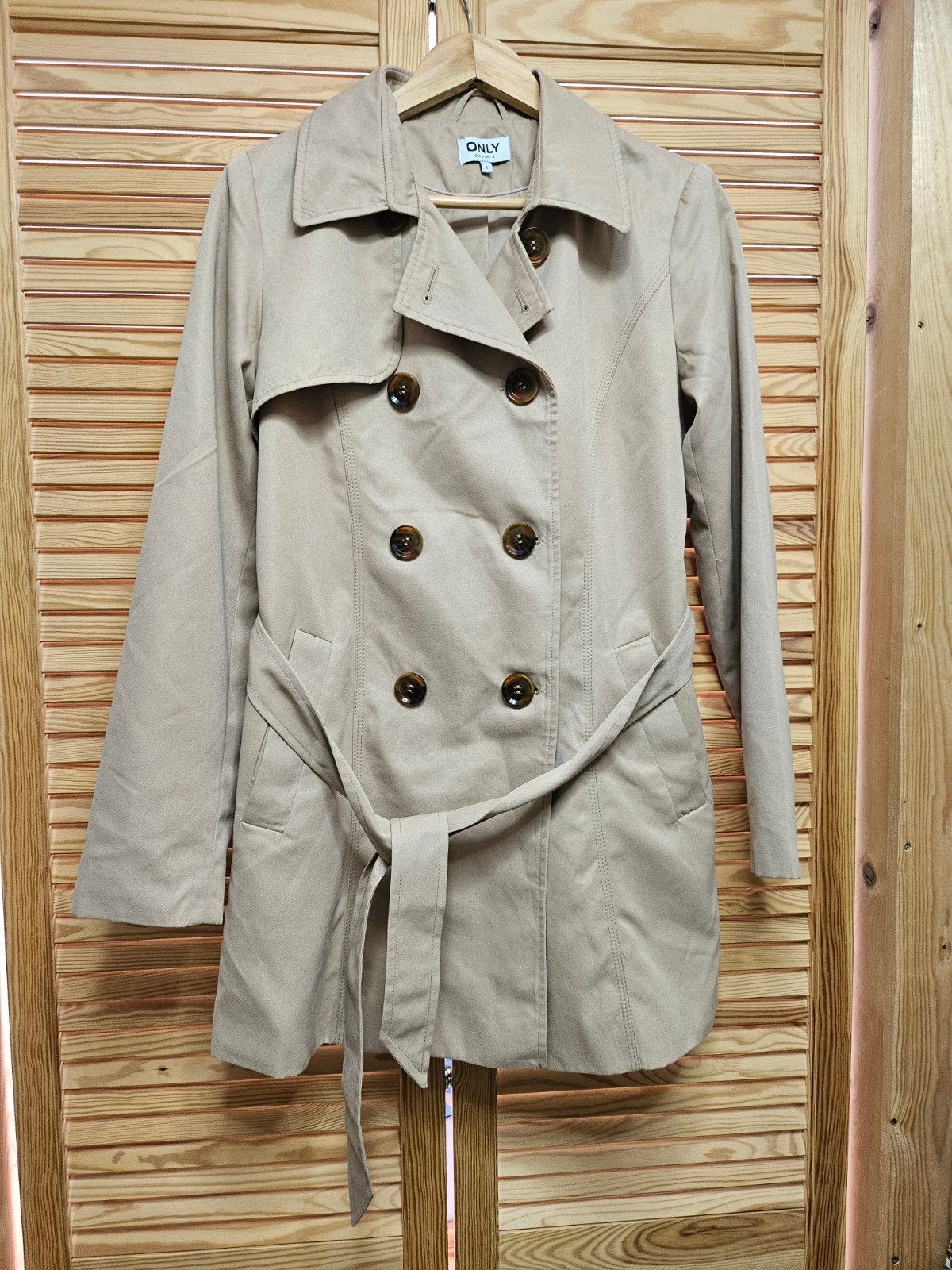 ONLY ONLVALERIE Trenchcoat – Maat S, Kleding | Dames, Only, Beige, Ophalen of Verzenden, Zo goed als nieuw