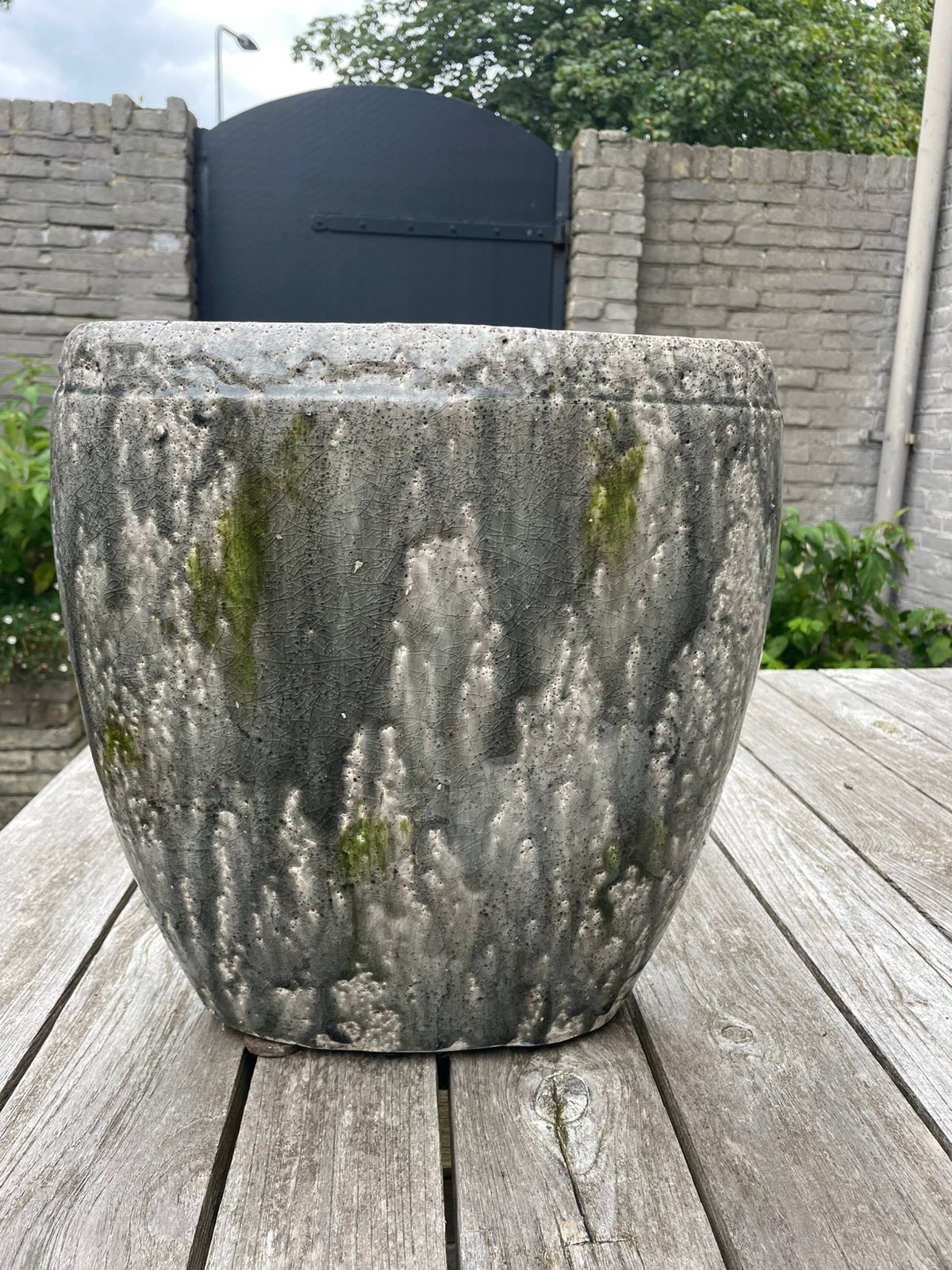 Mooie geglazuurde bloempot, Tuin en Terras, Rond, Zo goed als nieuw, Minder dan 40 cm, Aardewerk