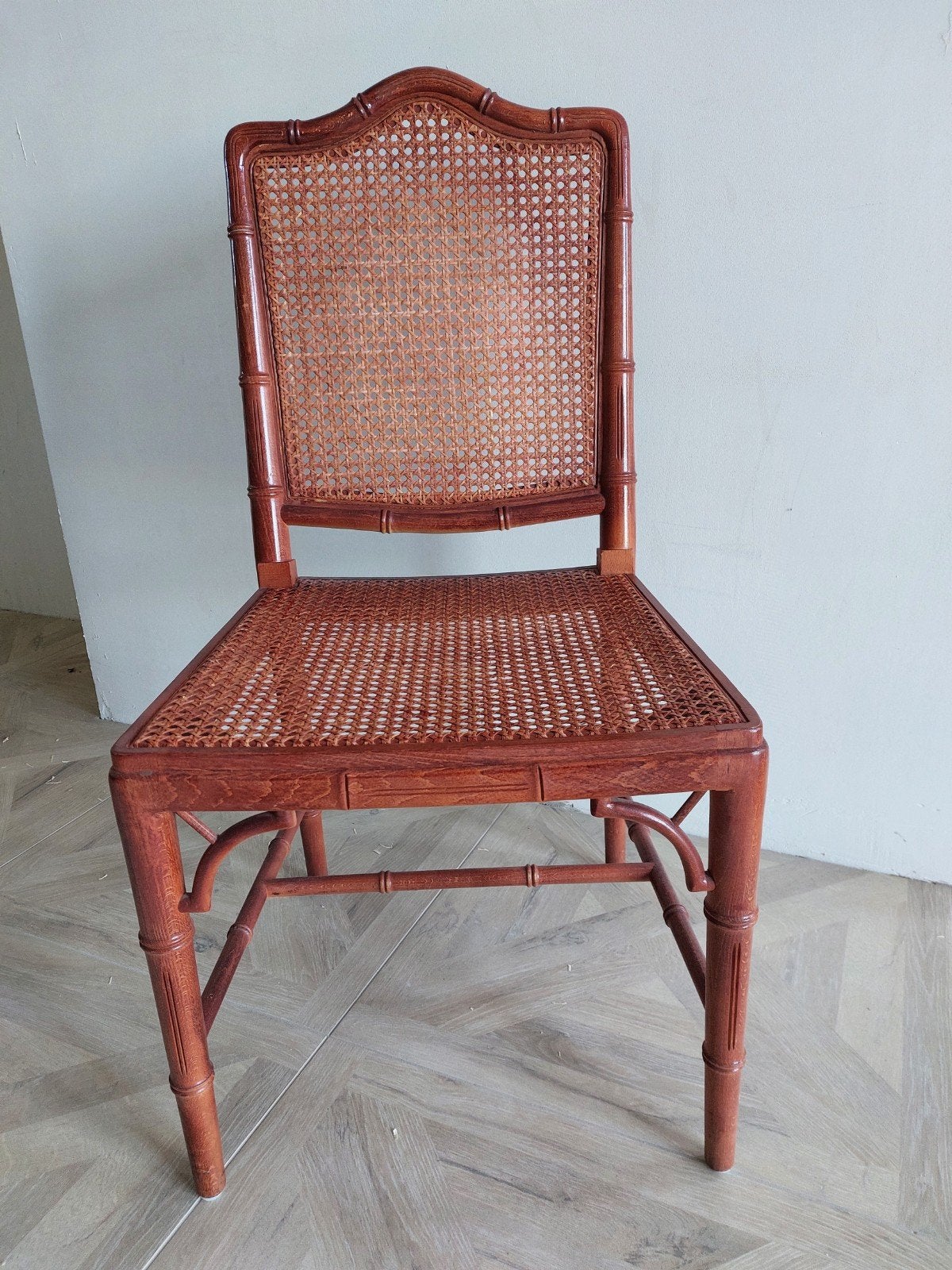 Vintage Faux Bamboe Stoel - Ideaal voor Hoekje of Bureau, Ophalen, Bruin, Hout, Eén