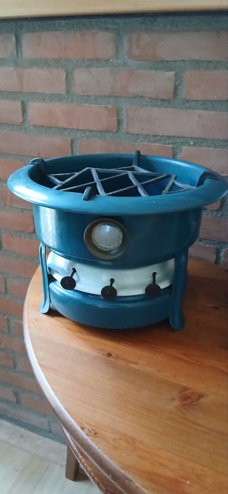 Vintage Fonduebrander - Blauw geëmailleerd 30cm, Witgoed en Apparatuur, Fonduesets, Ophalen, Gebruikt, Brander, Fondue-accessoires