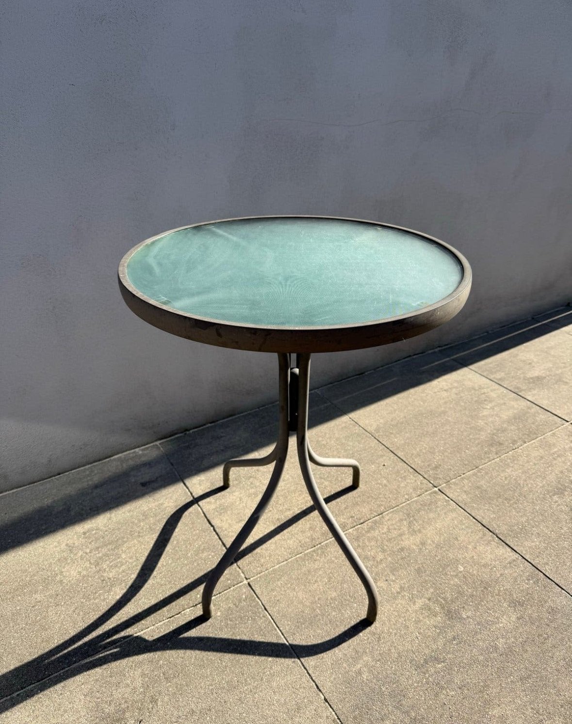 Ronde tuintafel met glazen blad, Ophalen, Gebruikt, Rond, Glas