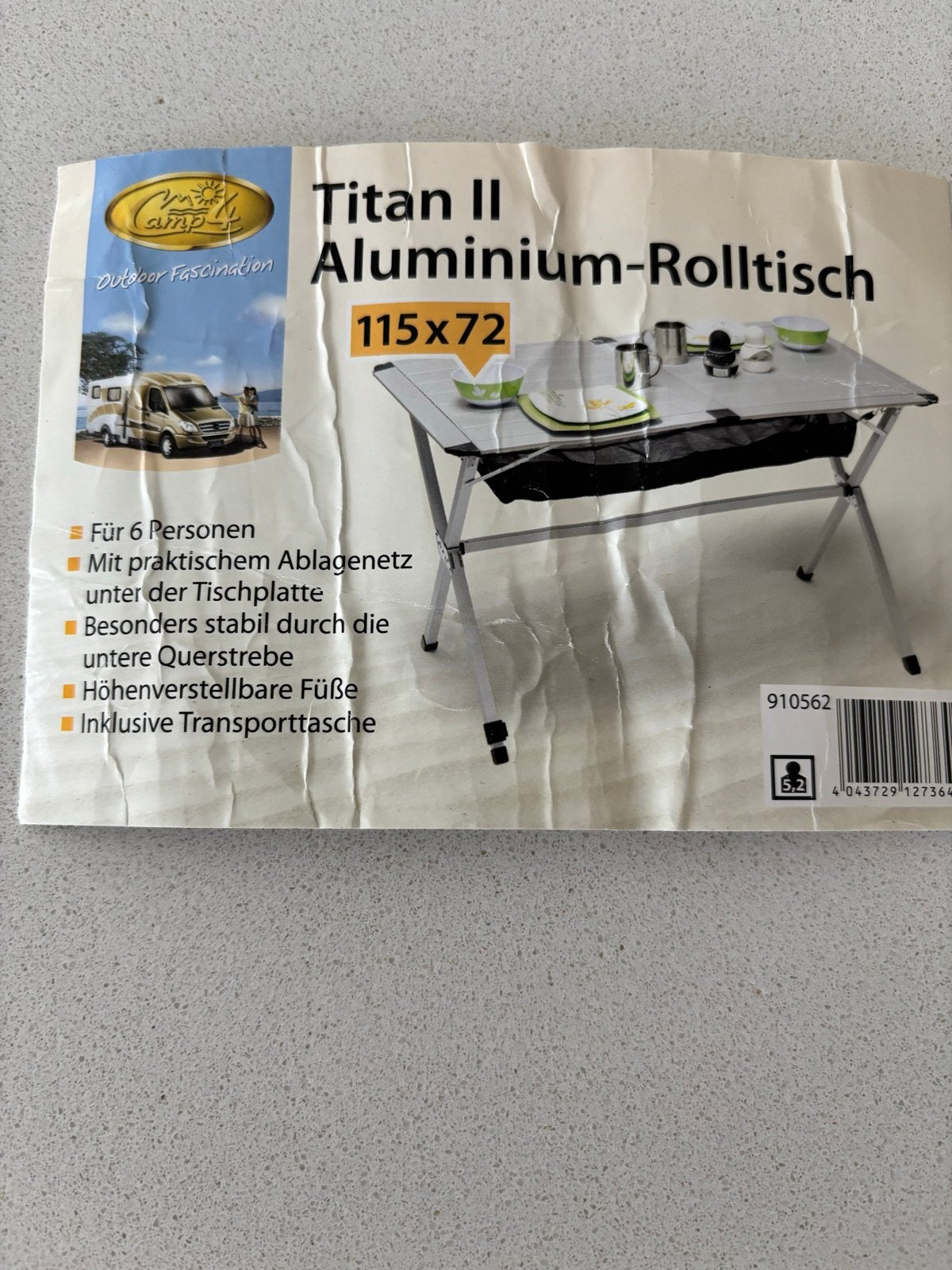 Campingtafel aluminium - Titan II 115x72, Ophalen, Gebruikt, Campingtafel