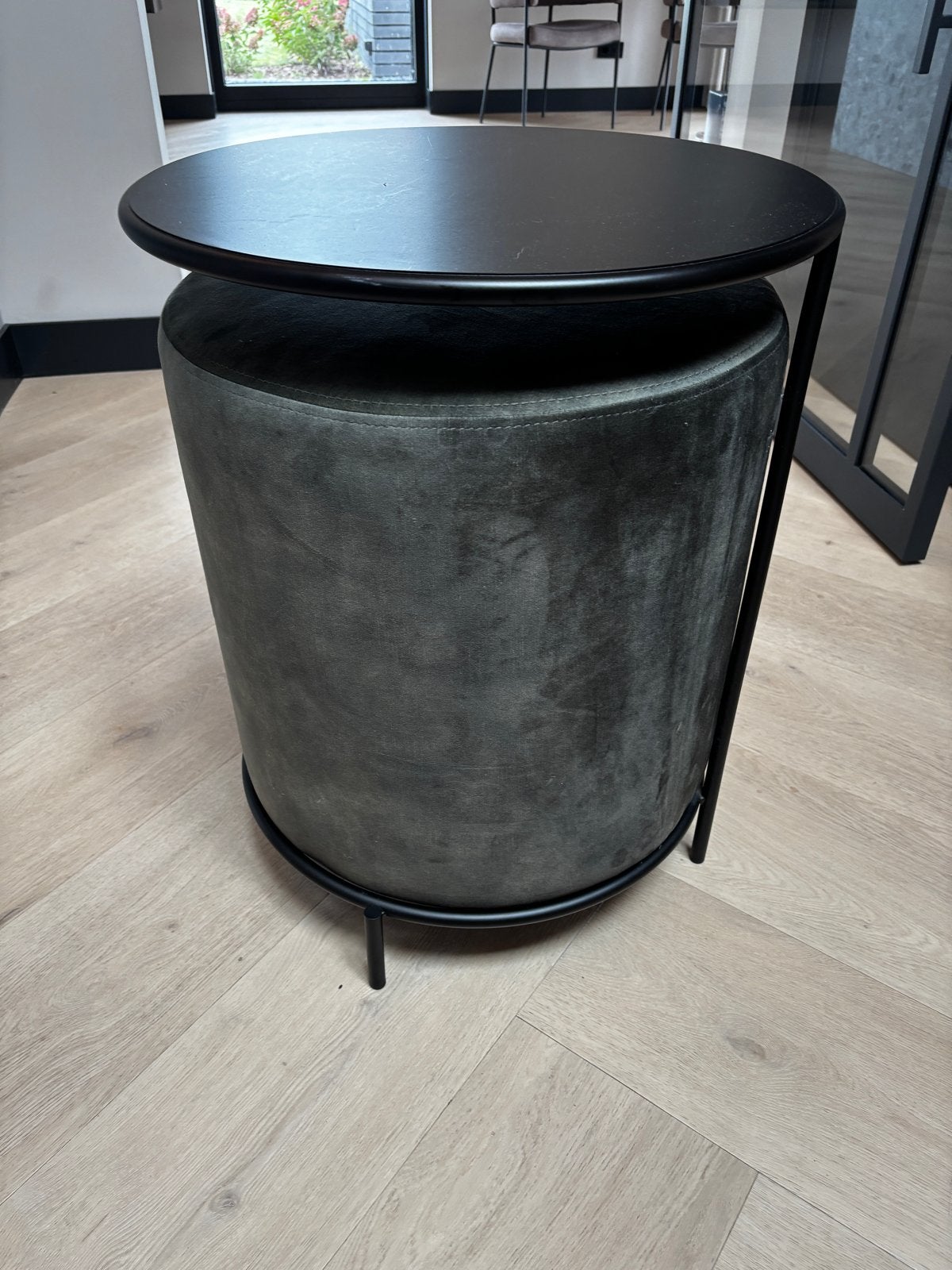 2x Swiss sense bijzettafels met poef - Zwart/Donkergroen, Ophalen, Minder dan 45 cm, Minder dan 55 cm, Gebruikt