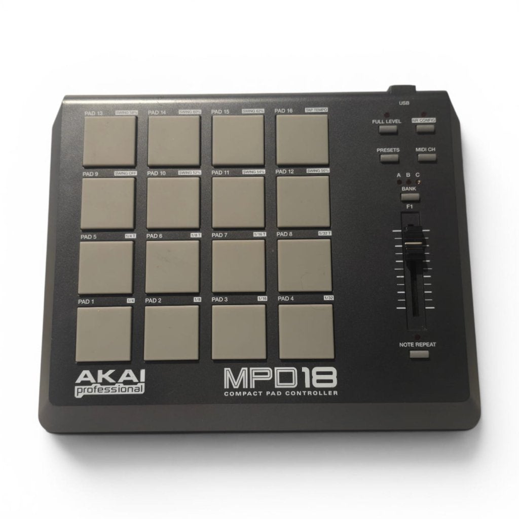 Akai MPD18 Compact Pad Controller | Nette Staat, Akai, Gebruikt, Support@akai.com, Akai Professional
200 Scenic View Drive
Suite 201
Cumberland, RI 02864
United States