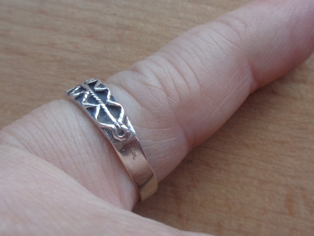 zilveren ring bovenkant bewerkte [950], Verzenden, Dame, Zilver, Zilver