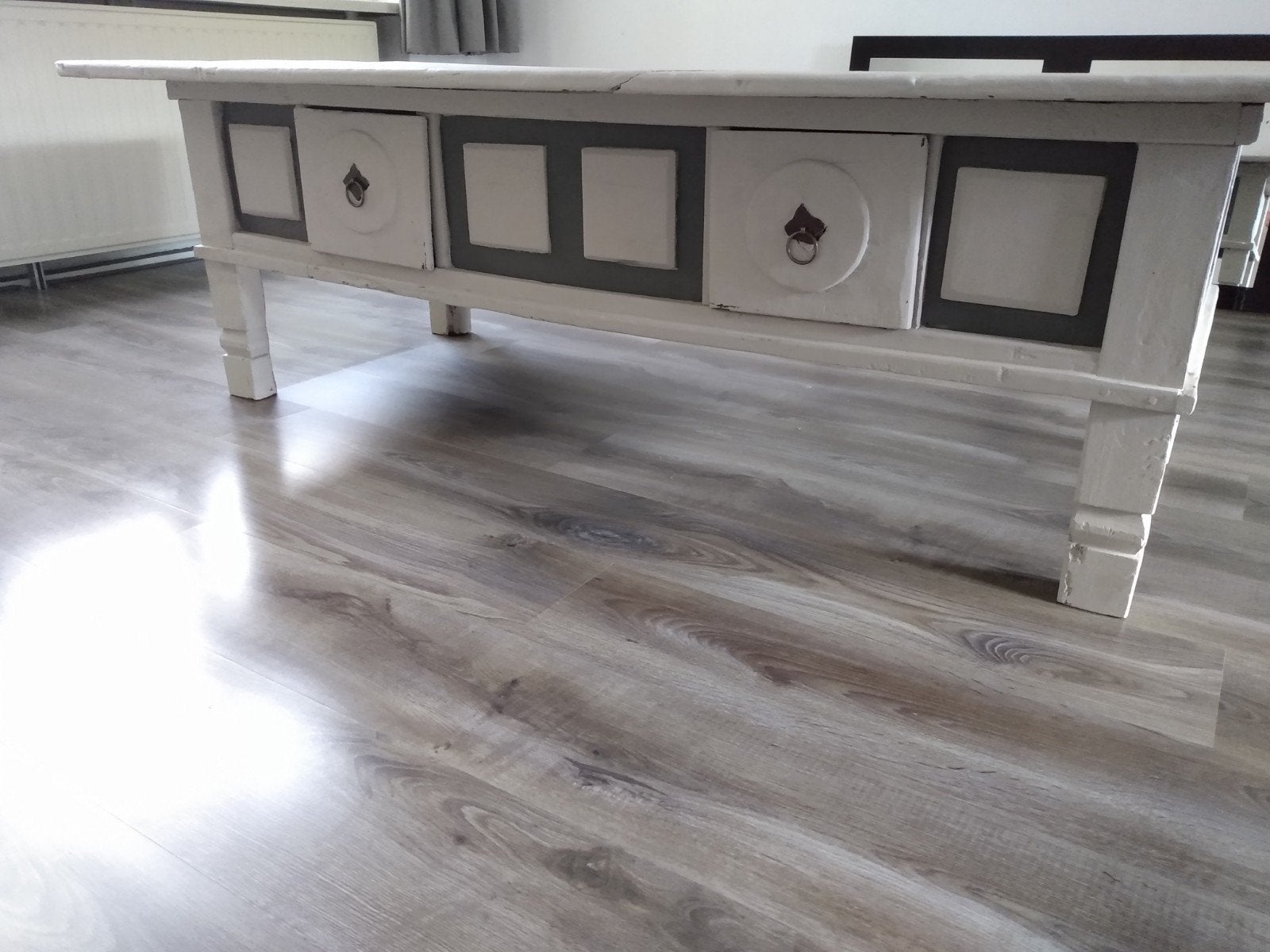 Zeer mooie en unieke hardhouten salontafel/dressoir., Ophalen, 50 – 75, Gebruikt, 50 tot 100 cm