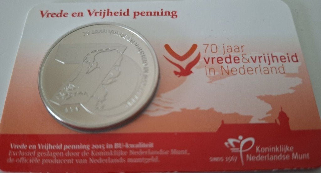 Coincard 2015 - 70 jaar Vrede & Vrijheid in NL Penning - BU, Verzenden, Overige landen, Overige waardes, Setje