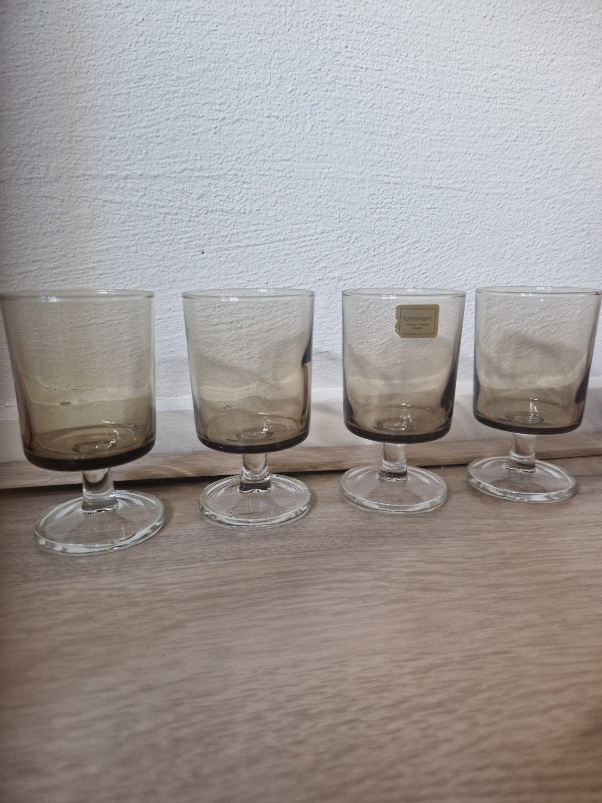 4 Vintage Luminarc Cavalier wijnglazen rookglas jaren 70, Ophalen of Verzenden