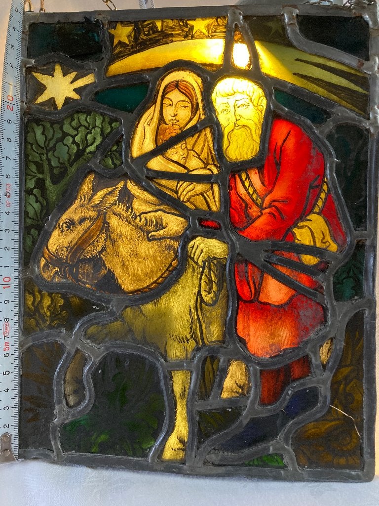 Glas in lood 25 cm Jozef en Maria, Ophalen of Verzenden