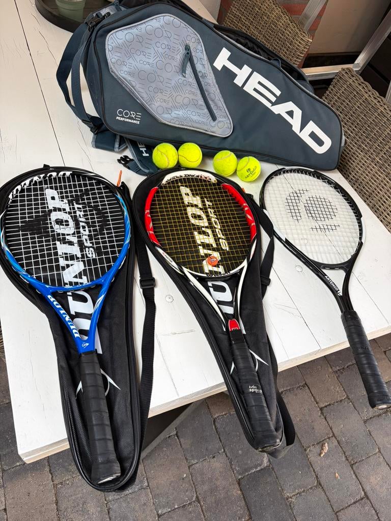 Wilson, Dunlop tennisrackets 3x, Sport en Fitness, Tennis, Ophalen, Gebruikt, L4, Wilson