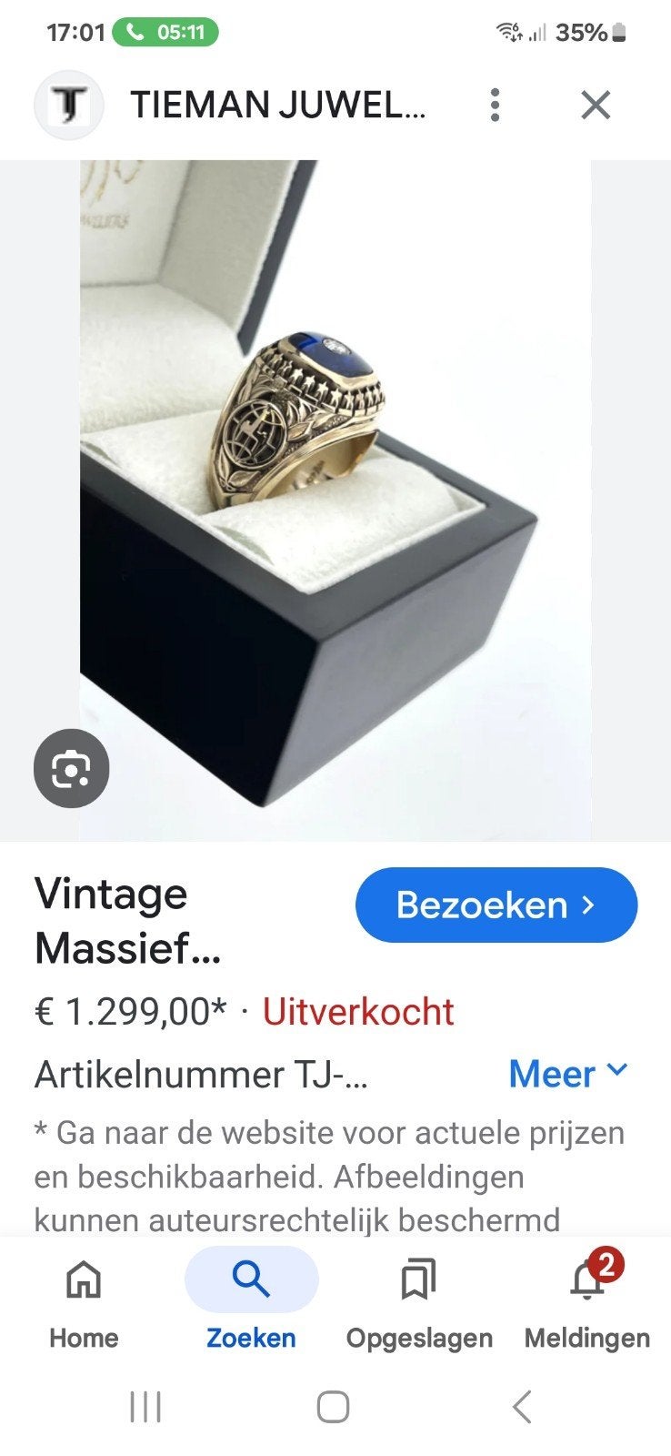 Goude ring 10k, Ophalen, 20 of groter, Heer, Met edelsteen