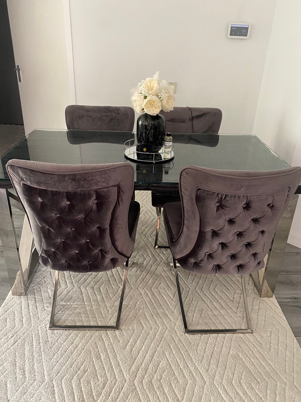 Salon tafel en eettafel met stoelen, Huis en Inrichting, Tafels | Eettafels, Ophalen, Gebruikt, 100 tot 150 cm, 50 tot 100 cm