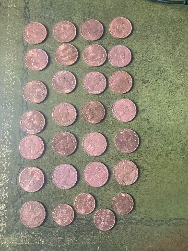 Penny als herinnering, aandenken bij uitvaart plechtigheid., Ophalen of Verzenden, Vóór koninkrijk, 1 cent, Setje