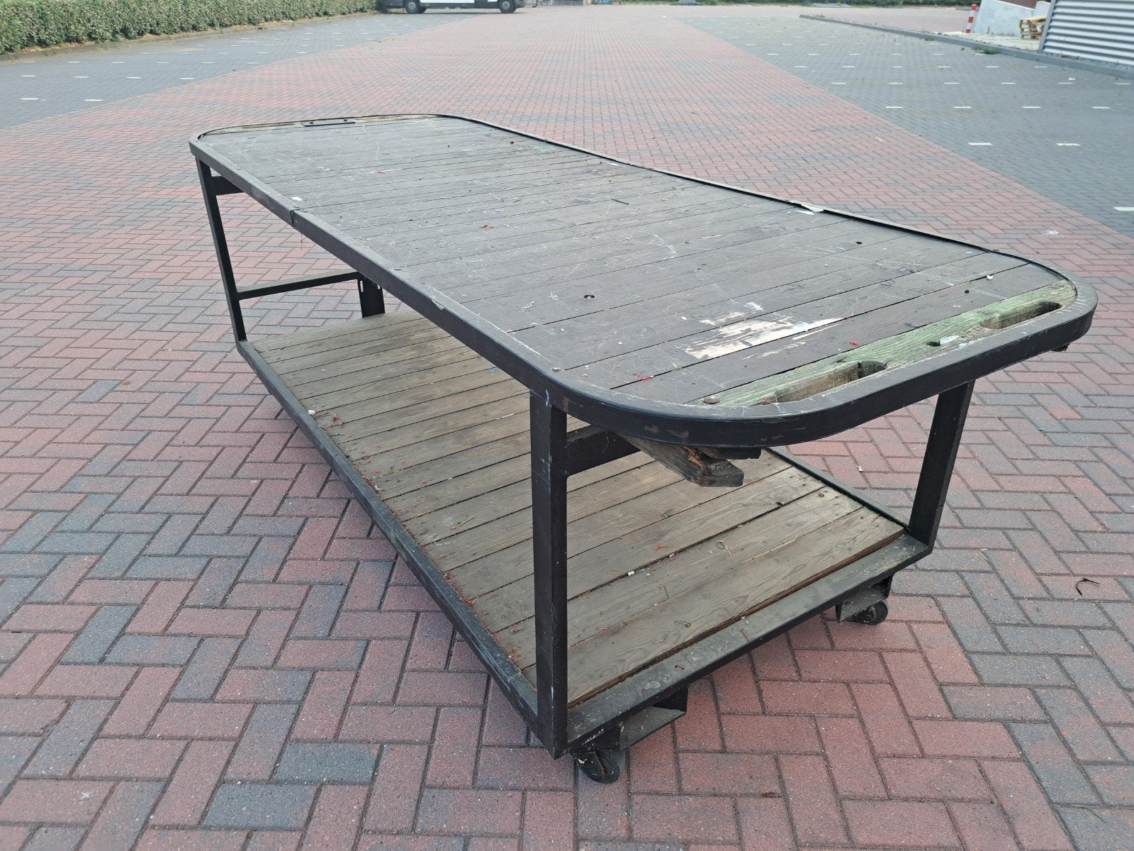 Grote oude veilingkar met 2 etages - 285x110x95 cm, Ophalen of Verzenden
