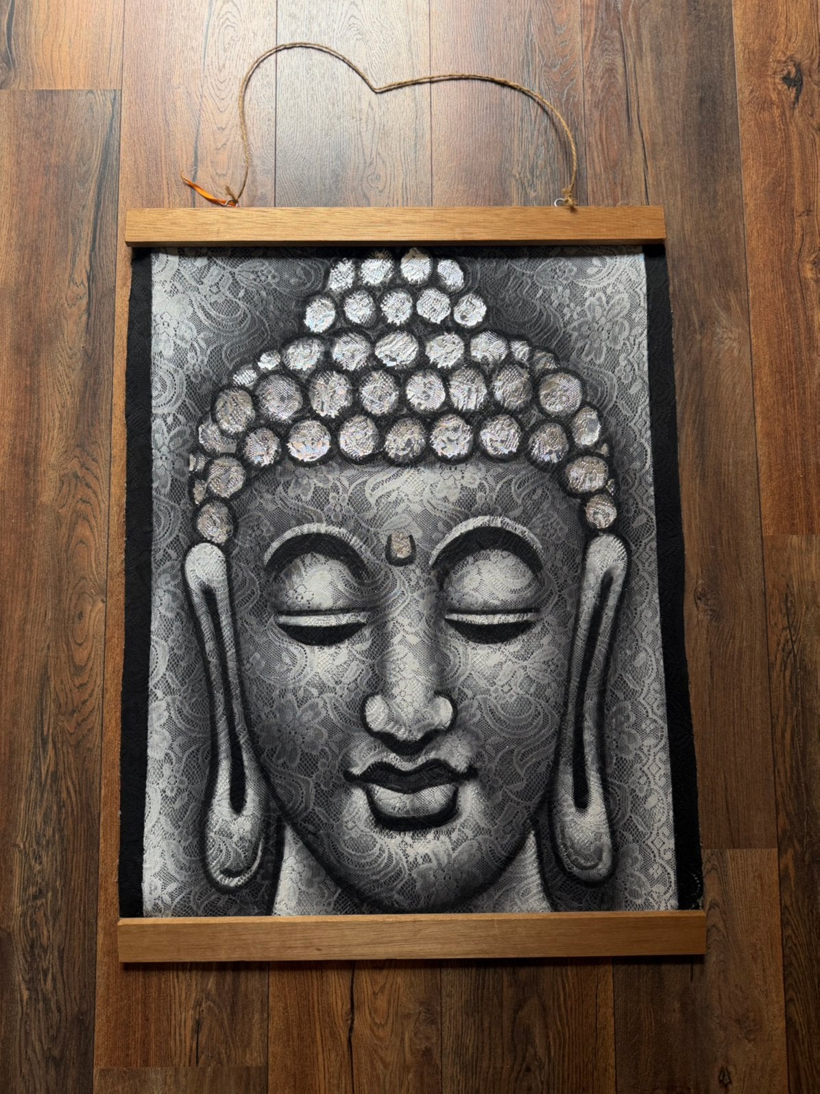 Buddha Bali Painting - doek 66 x 86 cm, 50 – 75, Tekening, Ophalen of Verzenden, Zo goed als nieuw