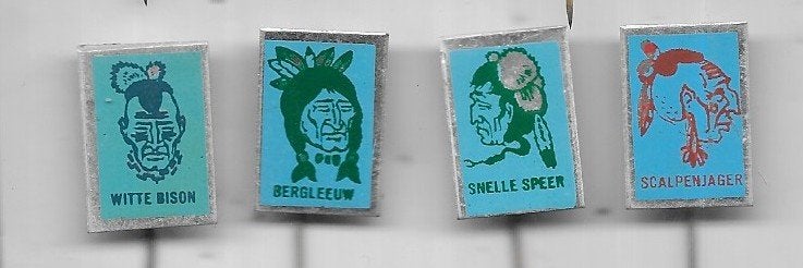 4 INDIANEN SPELDEN UIT 1 SERIE OOK LOS TE KOOP, Ophalen of Verzenden, Gebruikt, Overige onderwerpen, Speldje of Pin