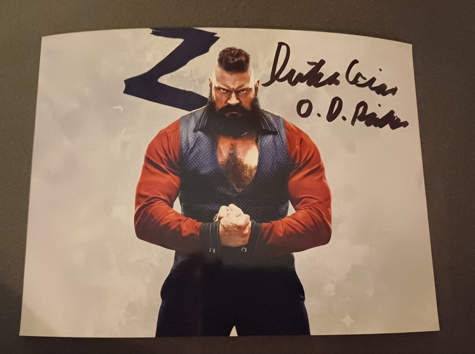 Olivier Richters handtekening  foto Zangief Streetfighter, Verzamelen, Ophalen of Verzenden, Zo goed als nieuw, Foto of Kaart