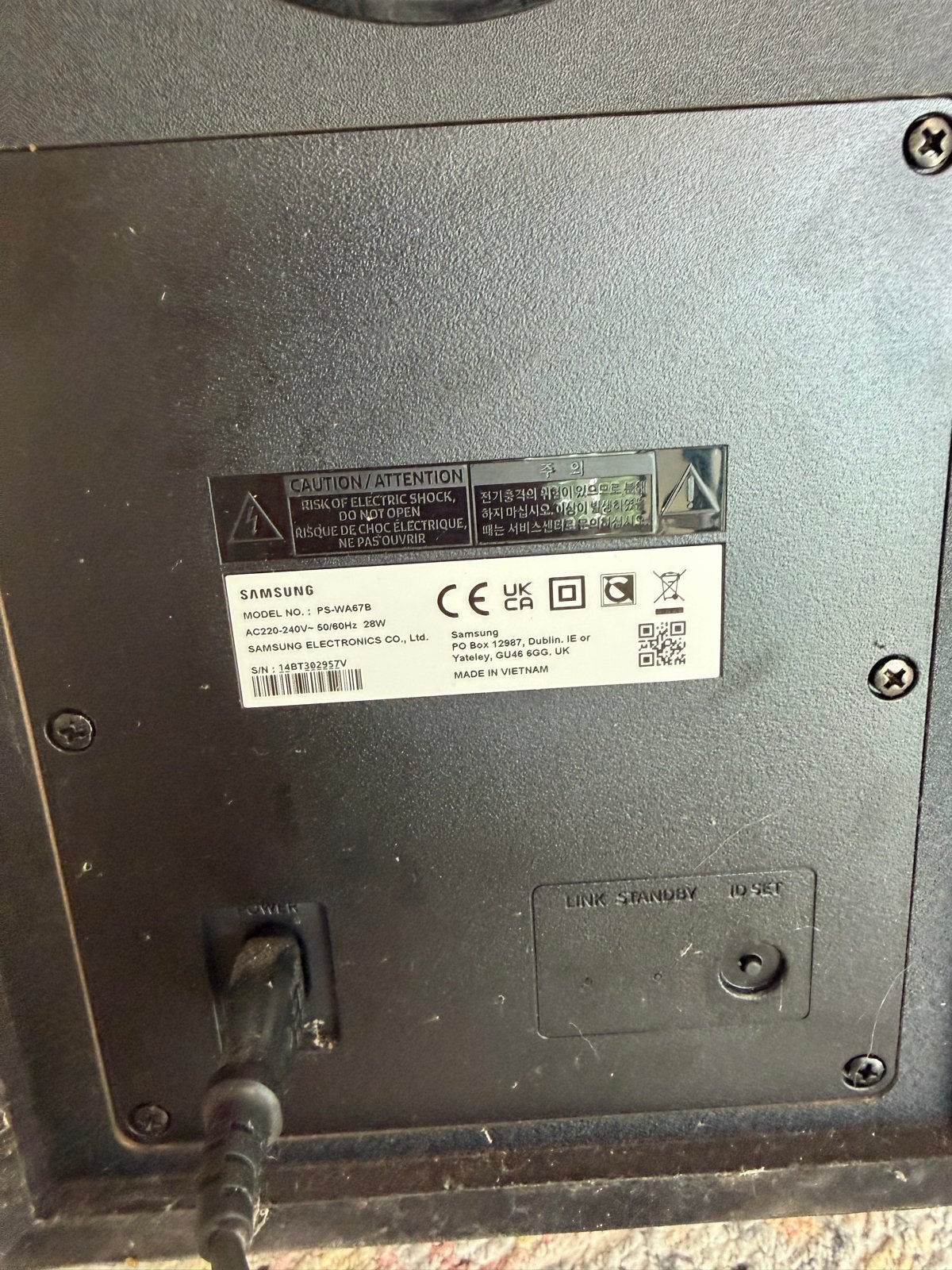 Samsung PS-WA67B Subwoofer - Krachtige Bass