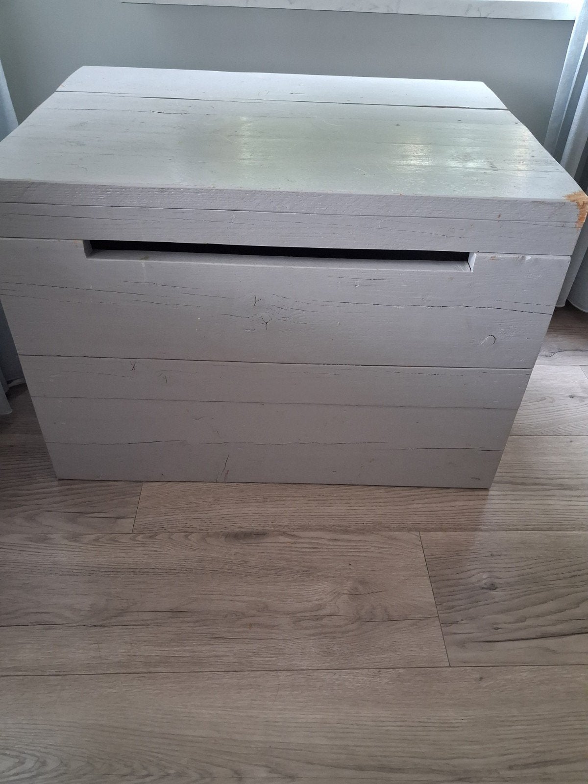 Stevige steigerhouten opbergkist/dekenkist grijs, Ophalen, Gebruikt, 50 tot 100 cm, 50 tot 75 cm