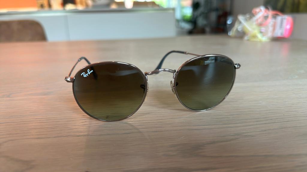 Ray-Ban Round Metal Zonnebril RB 3447, Zonnebril, Bruin, Ophalen of Verzenden, Zo goed als nieuw