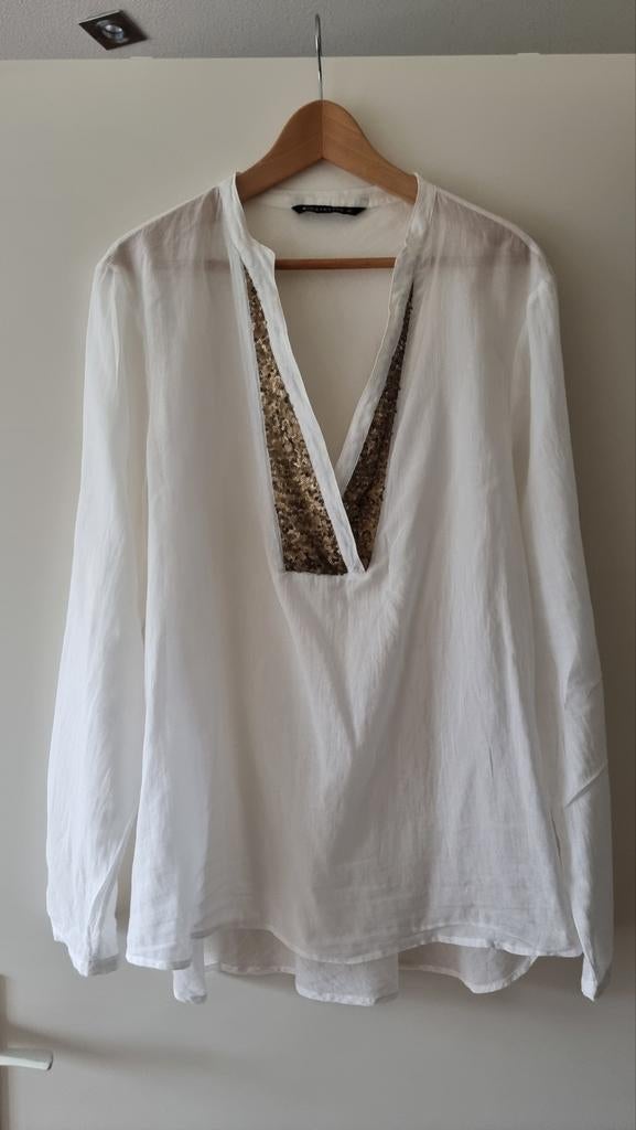 Witte Ibiza Stijl Blouse met Pailletten - Zomer Klaar!, Kleding | Dames, Blouses en Tunieken, Expresso, Wit, Maat 46/48 (XL) of groter