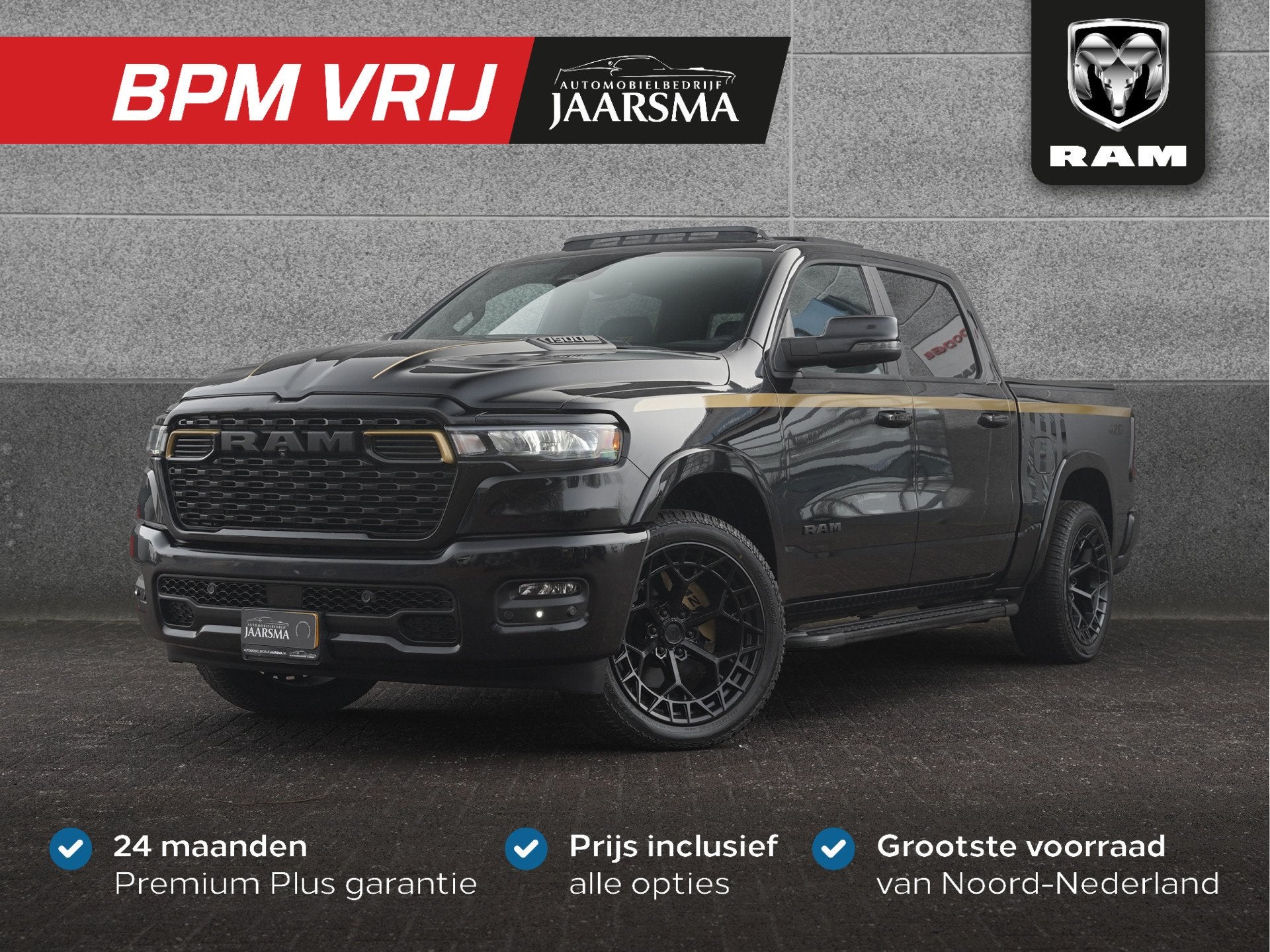 Dodge Ram 1500 Sport 426 Pack 3.0 STT 426pk CrewCab |426 Pac, Auto's, Automaat, Zwart, Zwart, Leder