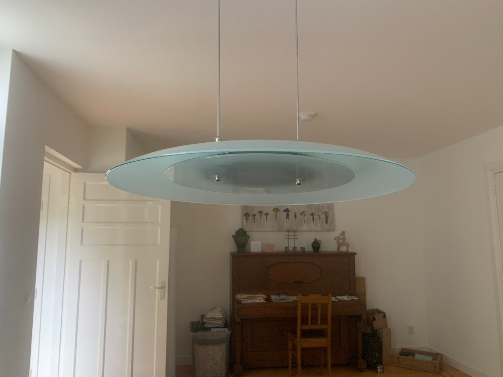 Italiaanse design hanglamp (Studio Italia OVI) - Mat glas, Huis en Inrichting, Ophalen, Gebruikt, Glas, Italiaans Design