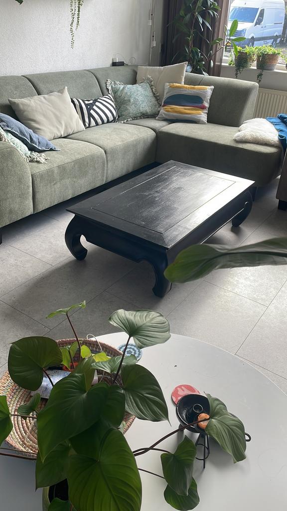 houten opium salontafel zwart, Huis en Inrichting, Ophalen, 100 tot 150 cm, 50 tot 100 cm, Zo goed als nieuw