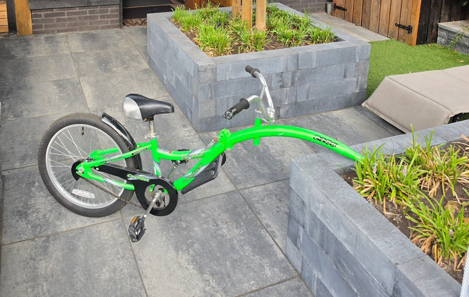 Groene aanhangiets met trekstang - Ideaal voor jonge fietser, Fietsen en Brommers, Ophalen of Verzenden, Gebruikt