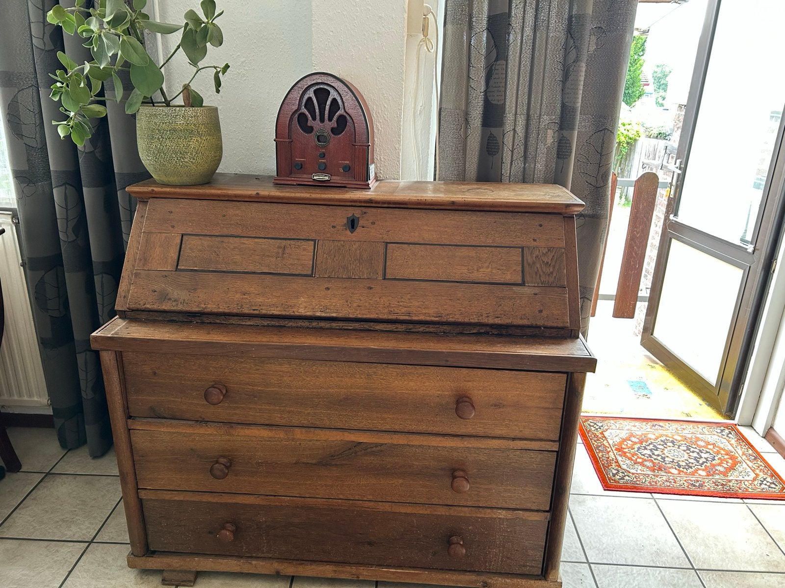 Antiek houten secretaire met lades, Antiek en Kunst, Ophalen