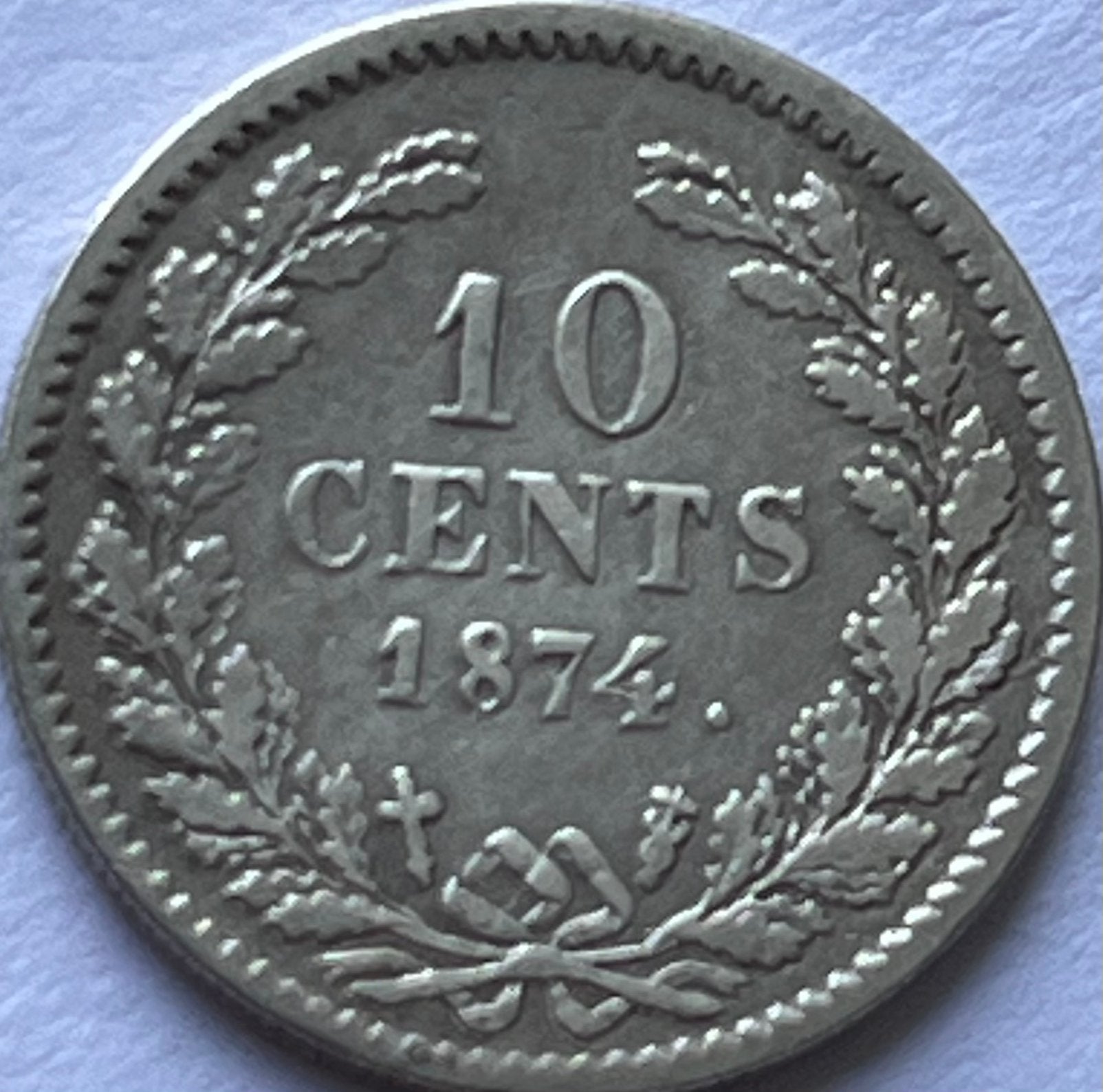 Zilveren dubbeltje 1874, Postzegels en Munten, Munten | Nederland, Koning Willem III, Zilver, Ophalen of Verzenden, 10 cent