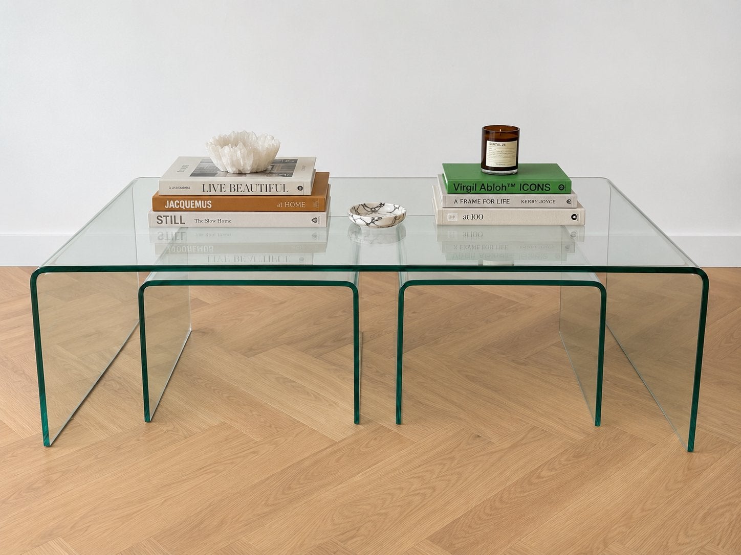 Waterfall Glass Coffee Table, Ophalen, 50 tot 100 cm, 100 tot 150 cm, Rechthoekig