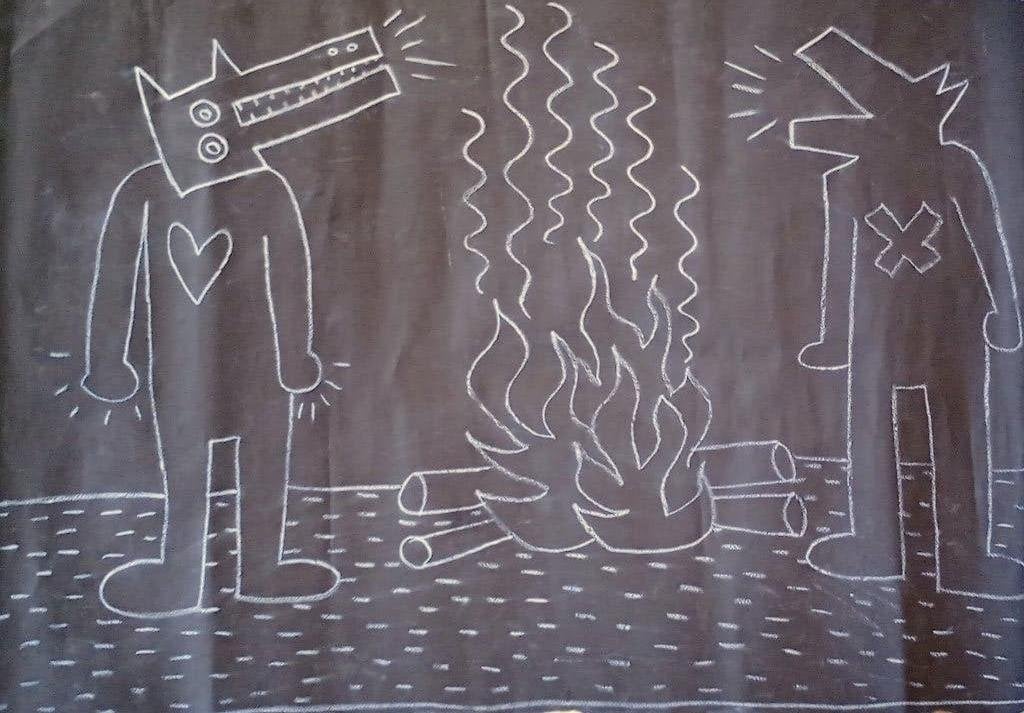 Keith haring subway, Antiek en Kunst, Kunst | Litho's en Zeefdrukken, Ophalen of Verzenden, Abstract, Overige techniek