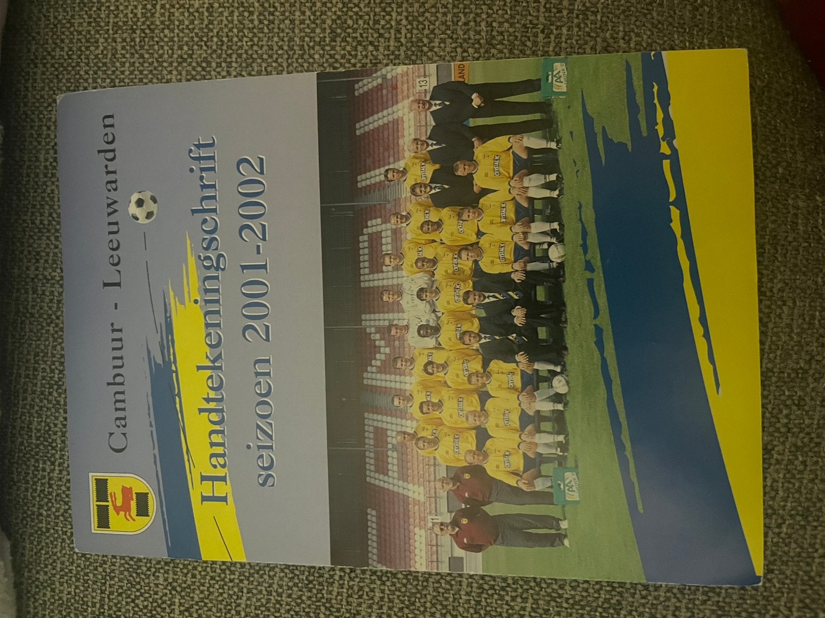 HANDTEKENINGENSCHRIFT CAMBUUR 01-02, Ophalen of Verzenden, Zo goed als nieuw, Overige binnenlandse clubs, Spelerskaart