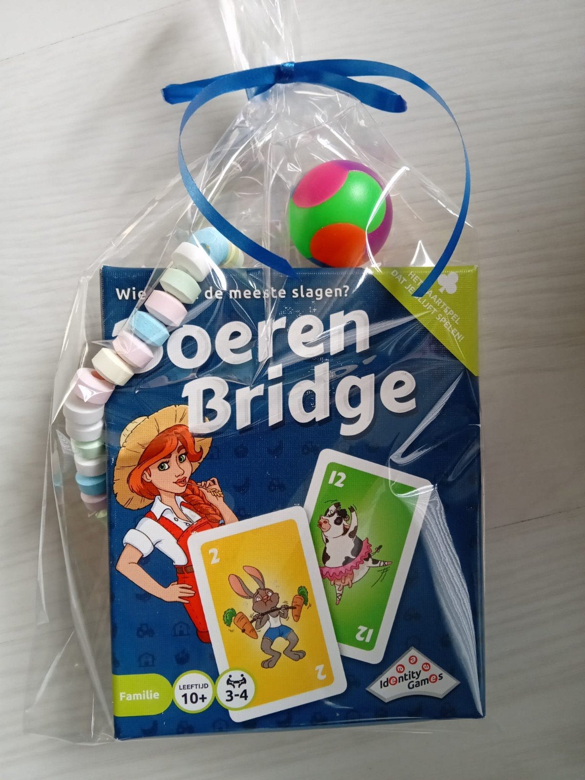 Traktatie Boeren Bridge spel + puzzel balletje & een snoepje, Hobby en Vrije tijd, Ophalen of Verzenden, Nieuw, Feestartikel, Verjaardag