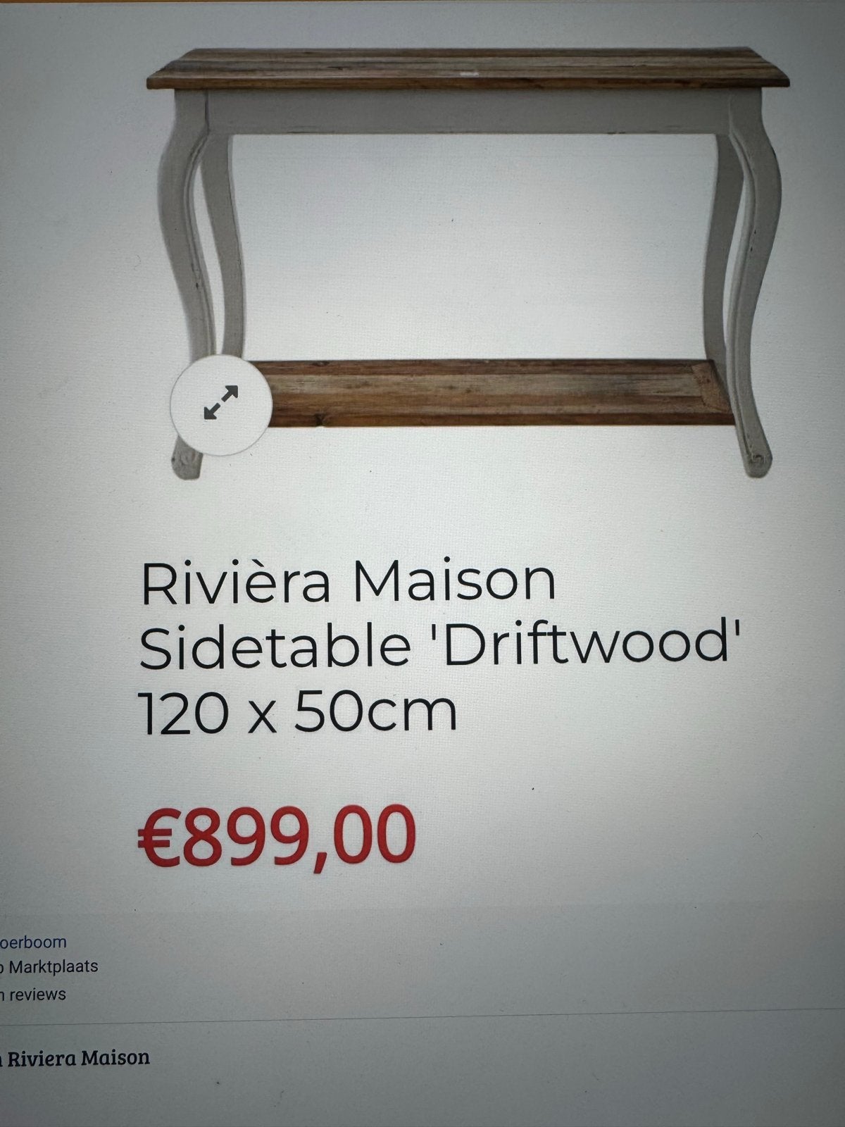 Riviera Maison Sidetable 'Driftwood' 120 x 50cm, Ophalen, Gebruikt, 100 tot 150 cm, Overige houtsoorten