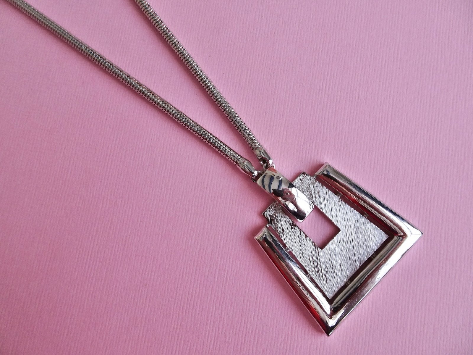 Lange vintage 60s Monet modernist design ketting zilver klr, Sieraden, Tassen en Uiterlijk, Antieke sieraden, Verzenden, Overige materialen
